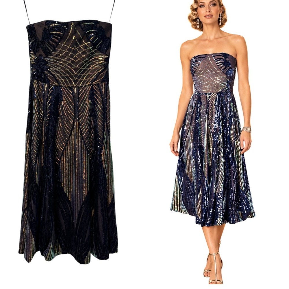 Dress The Population Ruby Dress Women S Sequin Strapless Romantic Elegant Gatsby